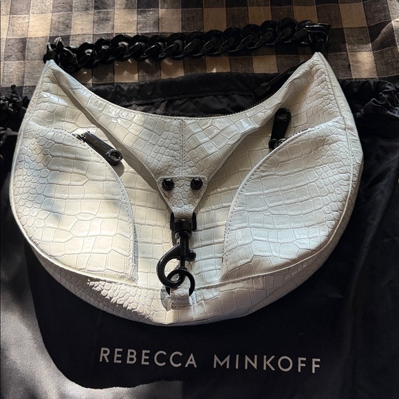 Rebecca Minkoff Handbags - NWT Rebecca Minkoff "Julian Croissant" White Croc Leather Shoulder Bag Ret.$348